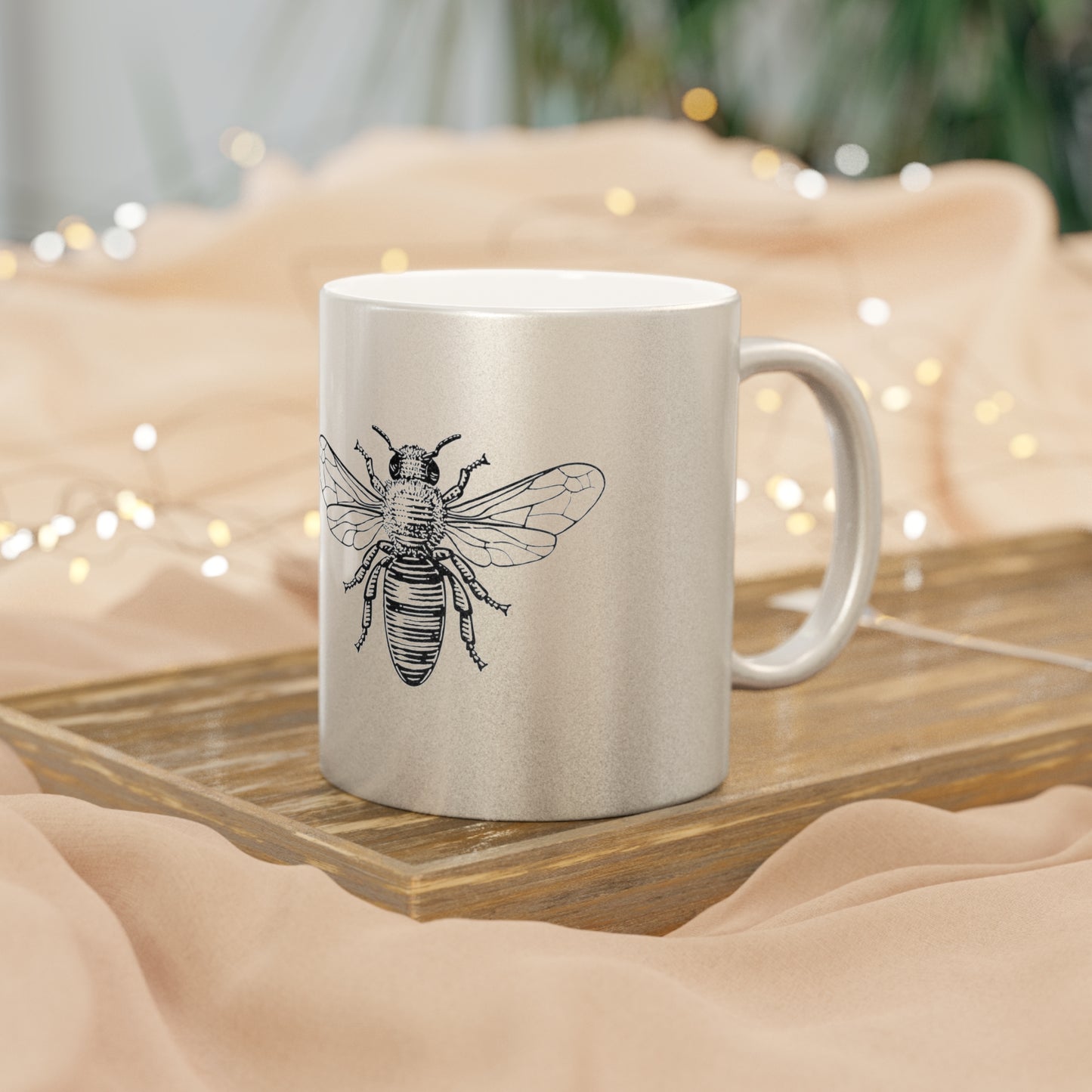 Le Miel Vaut Mieux Que La Merde 11 oz Gold Metallic Mug | gift for honey bee lovers | Inspirational Quotes in French