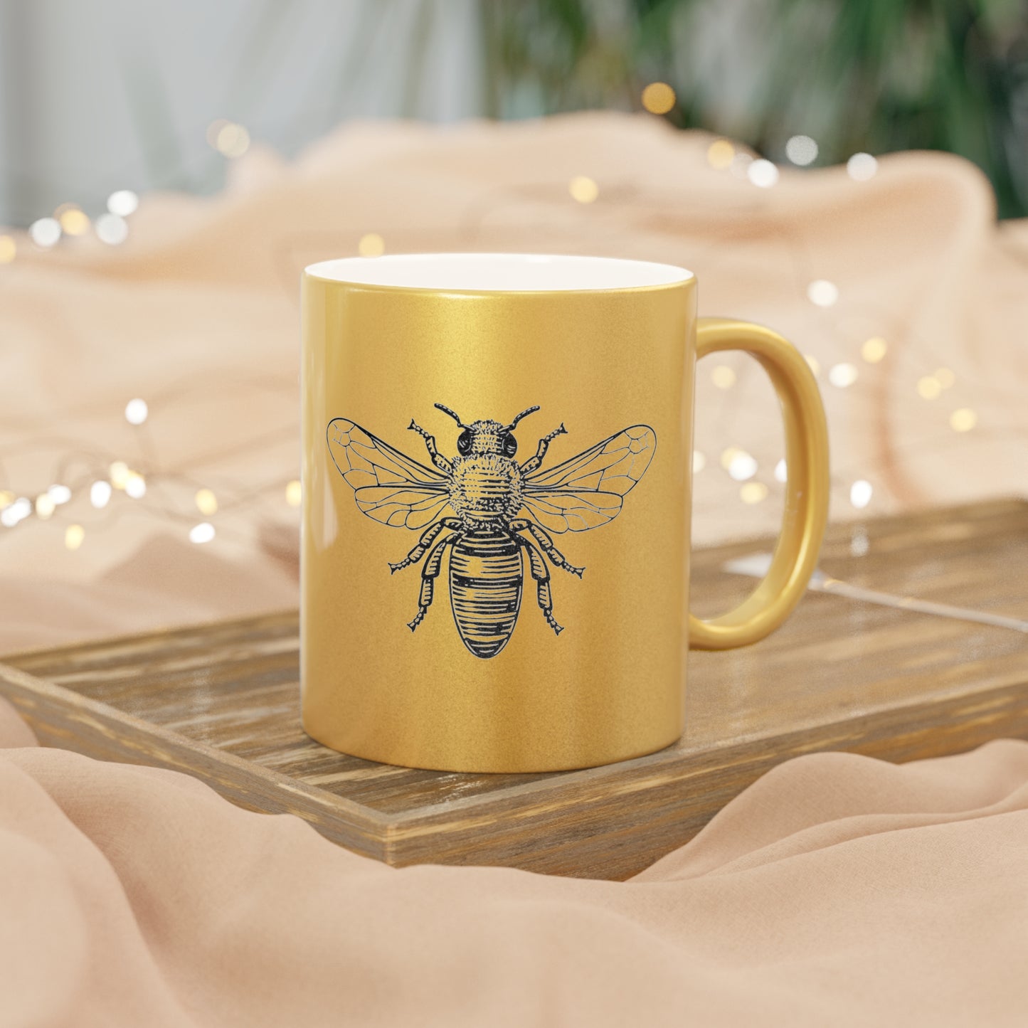 Le Miel Vaut Mieux Que La Merde 11 oz Gold Metallic Mug | gift for honey bee lovers | Inspirational Quotes in French