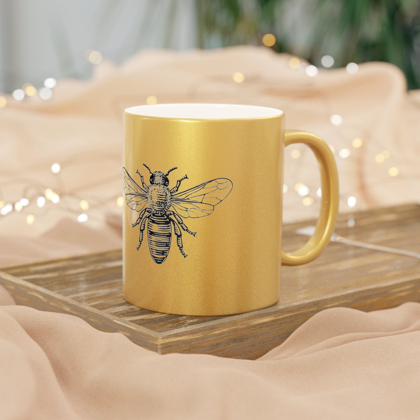 Bees Don't Waste Their Time Explaining to Flies That Honey Is Better Than Shit 11 oz Gold Metallic Mug | gift for honey bee lovers