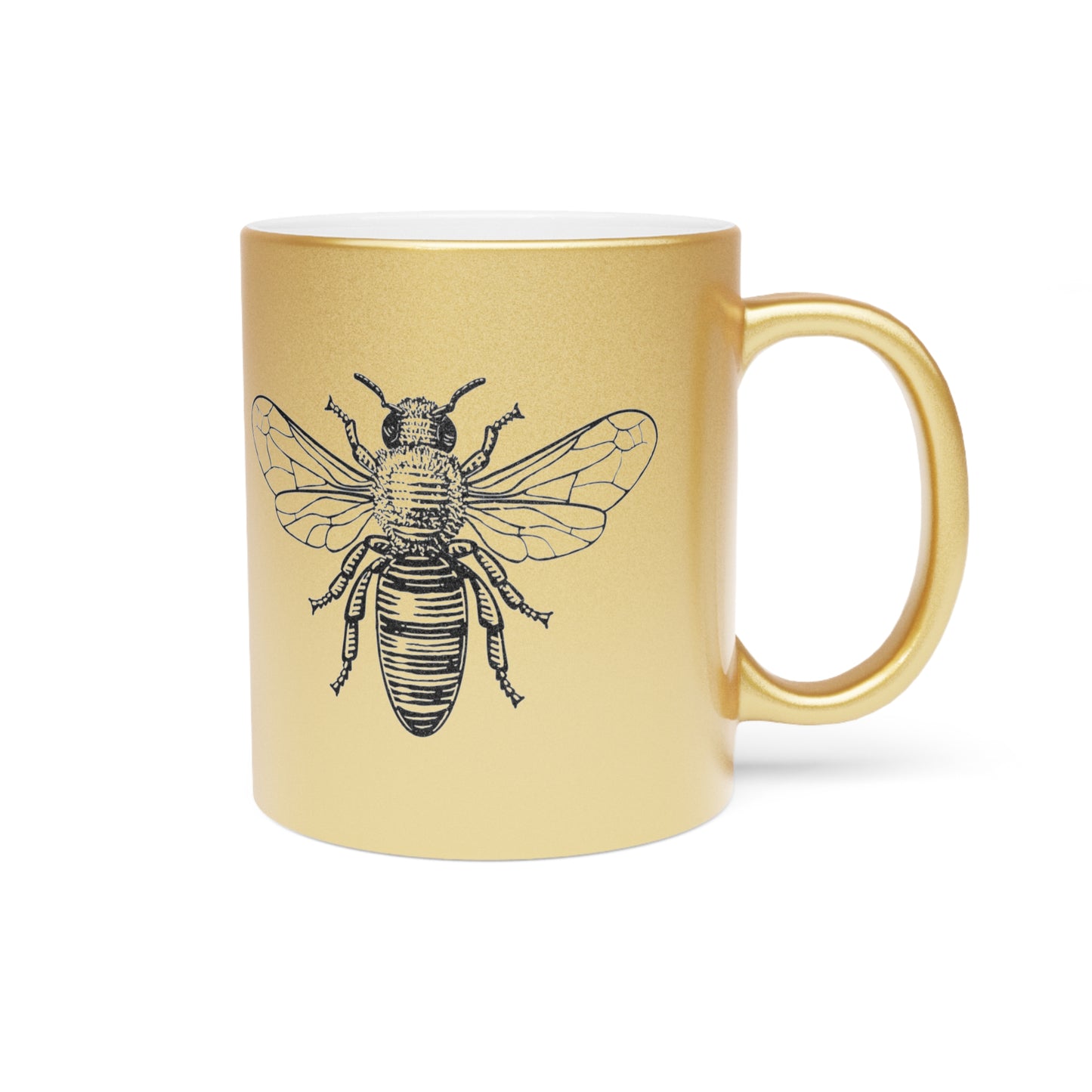 Las Abejas No Pierden El Tiempo  11 oz Gold Metallic Mug | Inspirational Quotes | Honey Bee Lovers | Hispanic | Gardening